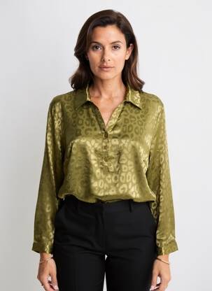 Blouse imprimé fantaisie manches longues vert CHRISTY femme
