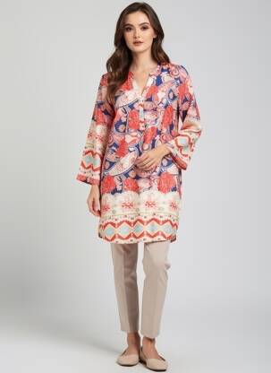 Tunique manches longues fermeture boutonnée sur le devant rose WORLD FASHION femme
