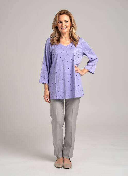 Top imprimé fantaisie manches longues violet ZHENZI femme