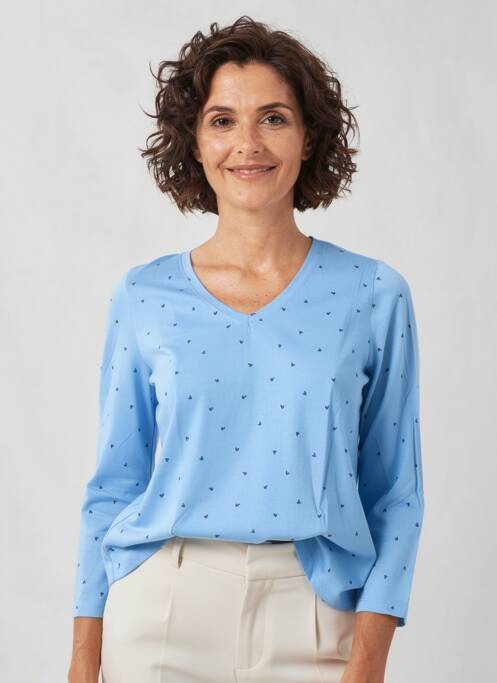 Top imprimé fantaisie manches longues bleu ZHENZI femme