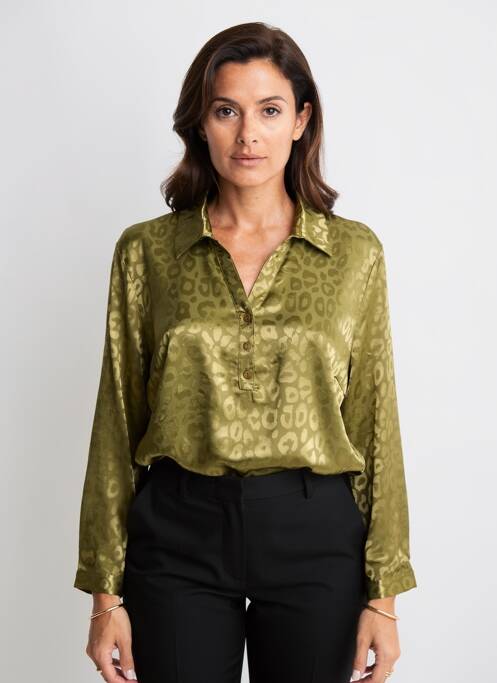 Blouse imprimé fantaisie manches longues vert CHRISTY femme