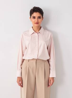 Chemisier coupe droite manches longues rose KAFFE femme