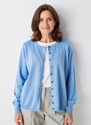 Gilet manches longues col rond bleu ZHENZI femme