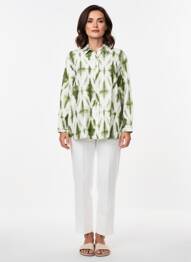 Chemisier tissage crêpe manches longues vert CHRISTY femme