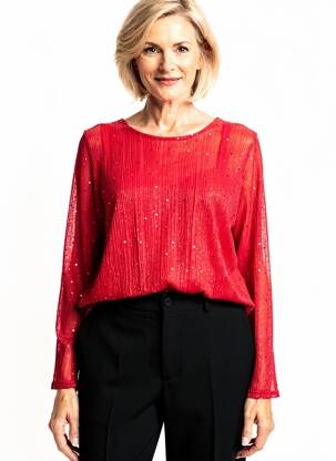 Top coupe fluide manches longues rouge VETISTYLE femme