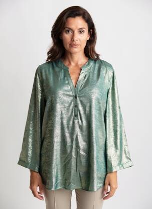 Tunique manches longues fermeture boutonnée sur le devant vert CHRISTY femme