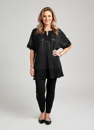 Tunique manches courtes coupe fluide noir VETISTYLE femme
