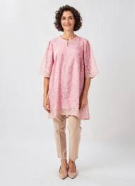 Tunique manches longues fermeture boutonnée sur le devant rose ZHENZI femme