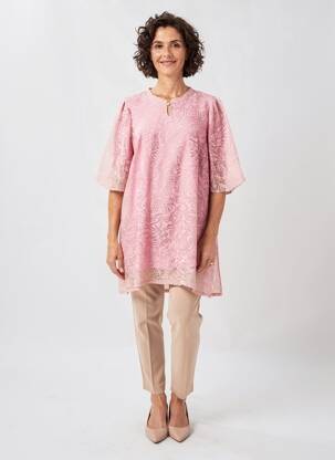 Tunique manches longues fermeture boutonnée sur le devant rose ZHENZI femme