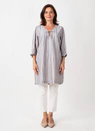 Tunique manches longues col v gris ZHENZI femme