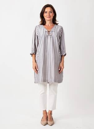 Tunique manches longues col v gris ZHENZI femme