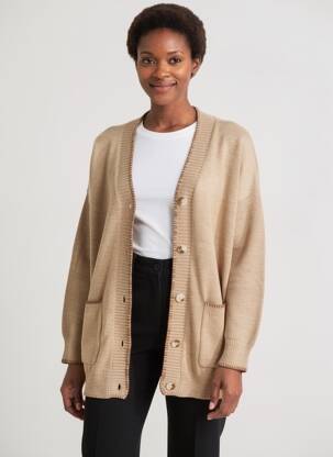 Gilet manches longues stretch marron CHRISTY femme