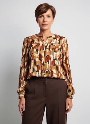 Chemisier coupe cintrée manches longues marron VETISTYLE femme
