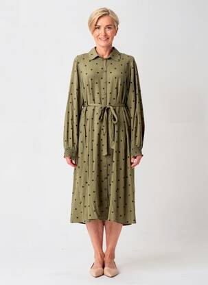 Robe longue manches longues manches longues vert ZHENZI femme