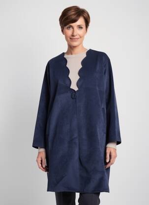 Manteau long coupe droite sans capuche bleu 2W PARIS femme
