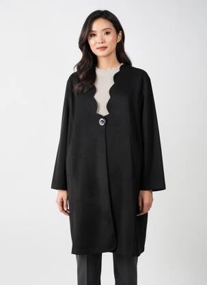Manteau long coupe droite sans capuche noir 2W PARIS femme