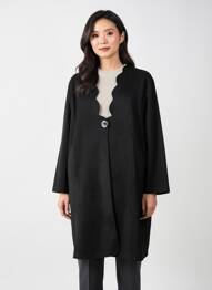Manteau long coupe droite sans capuche noir 2W PARIS femme
