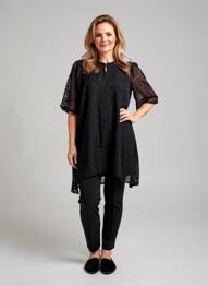 Tunique manches longues fermeture boutonnée sur le devant noir ZHENZI femme