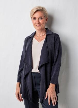 Gilet manches longues stretch bleu 2W PARIS femme