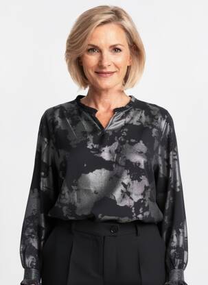 Blouse manches longues manches longues noir ZHENZI femme