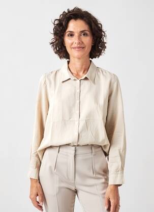Chemisier coupe droite manches longues beige ZHENZI femme