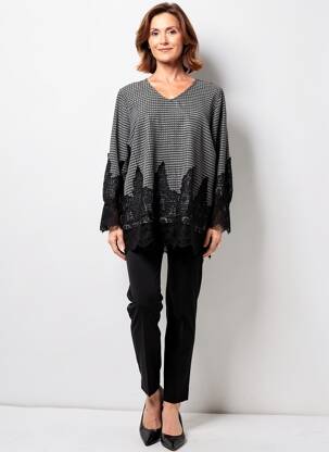 Tunique manches longues tissage crêpe gris ZHENZI femme