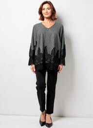 Tunique manches longues tissage crêpe gris ZHENZI femme