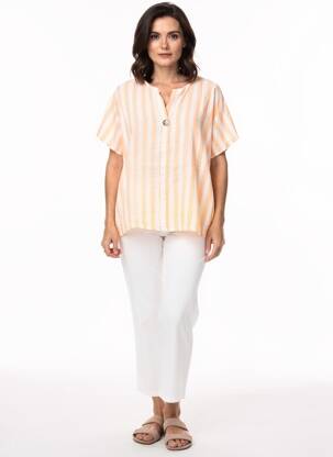 Tunique manches courtes col v orange NEW COLLECTION femme
