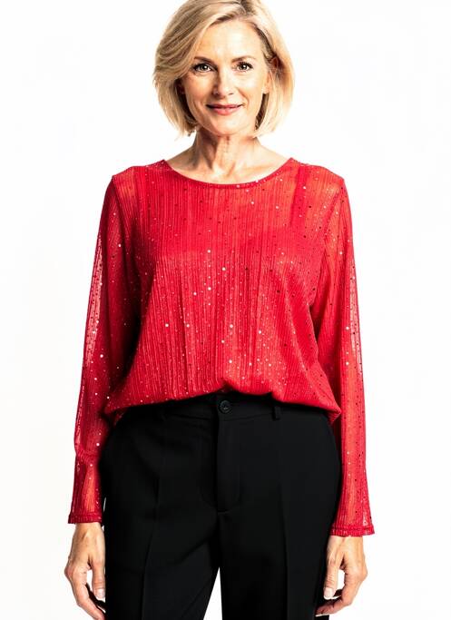 Top coupe fluide manches longues rouge VETISTYLE femme