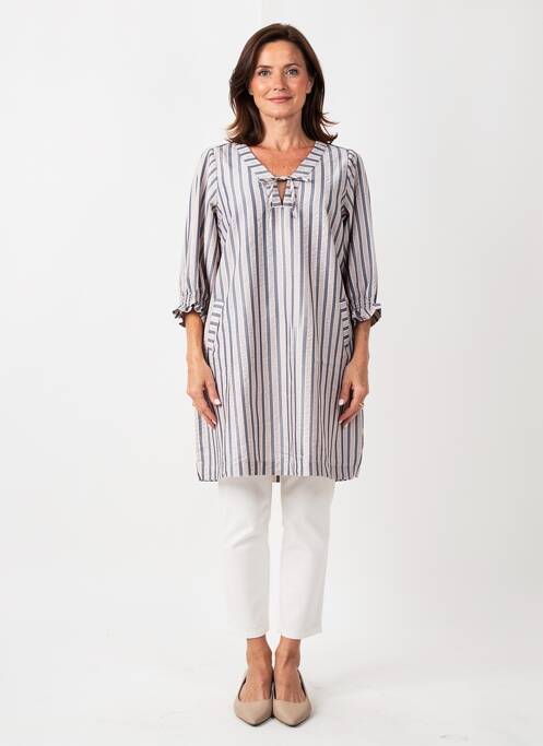 Tunique manches longues col v gris ZHENZI femme