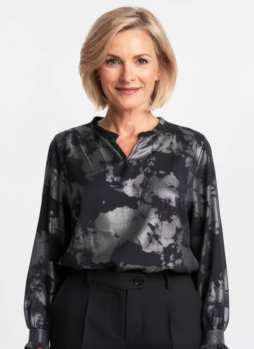 Blouse manches longues manches longues noir ZHENZI femme