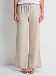 Pantalon large tissage crêpe taille normale beige ZHENZI femme