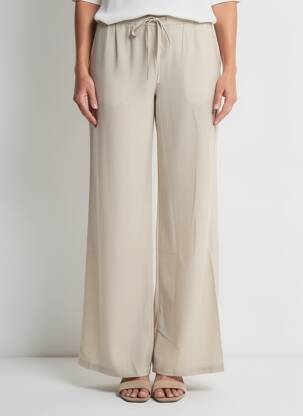 Pantalon large tissage crêpe taille normale beige ZHENZI femme