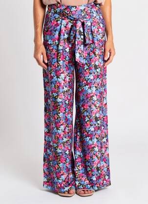 Pantalon large fermeture zip latéral taille normale bleu LEO & UGO femme