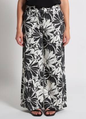 Pantalon large tissage popeline taille normale noir MD'M femme