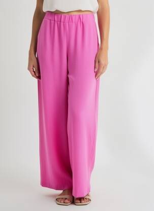 Pantalon large tissage crêpe taille normale rose REVER MILE femme