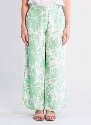 Pantalon large tissage popeline taille normale vert MD'M femme