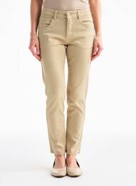 Pantalon slim tissage popeline taille normale beige PARA MI femme