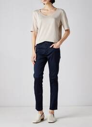Pantalon slim tissage popeline taille normale bleu PARA MI femme