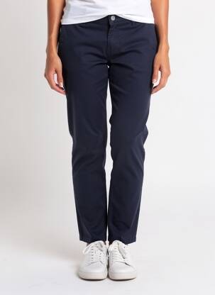 Pantalon chino tissage popeline taille normale bleu PARA MI femme