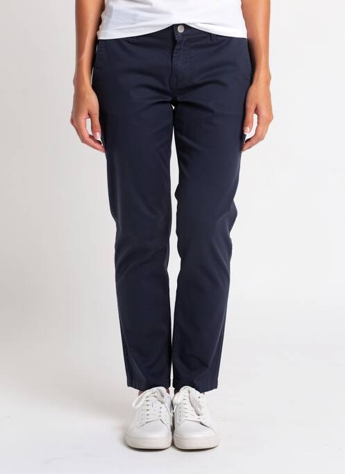 Pantalon chino tissage popeline taille normale bleu PARA MI femme