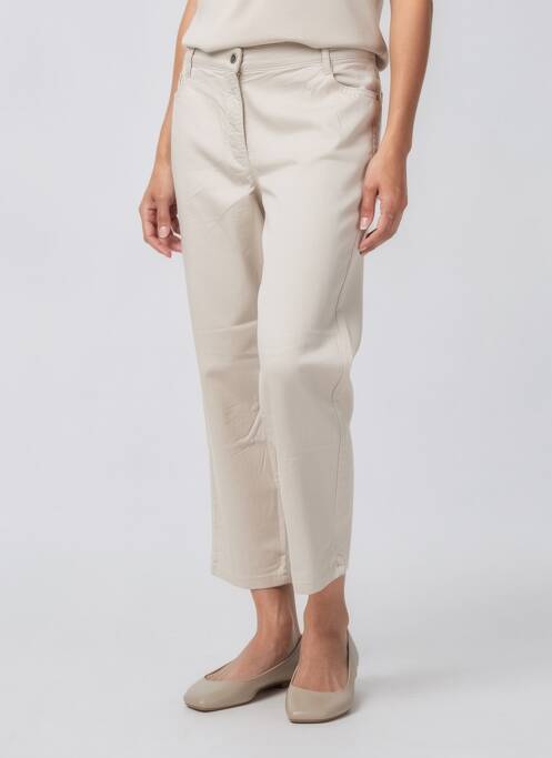 Pantalon 7/8 tissage popeline taille normale beige BETTY BARCLAY femme