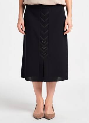 Jupe mi-longue coupe droite noir FRANCE RIVOIRE femme