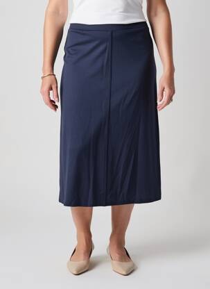 Jupe mi-longue coupe droite bleu FRANK WALDER femme