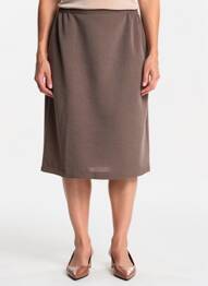 Jupe mi-longue coupe droite marron FRANCE RIVOIRE femme