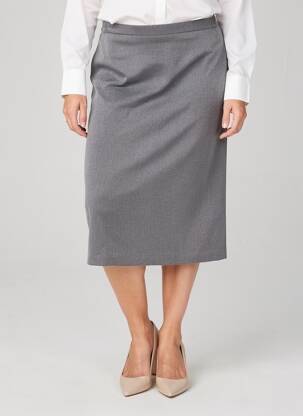 Jupe mi-longue stretch gris FRANCE RIVOIRE femme