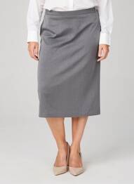 Jupe mi-longue coupe droite gris FRANCE RIVOIRE femme