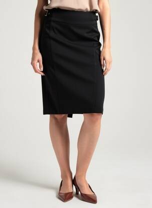 Jupe mi-longue coupe droite noir AVERSIA femme