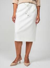 Jupe mi-longue coupe droite blanc FRANK WALDER femme