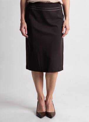 Jupe mi-longue coupe droite marron AVERSIA femme